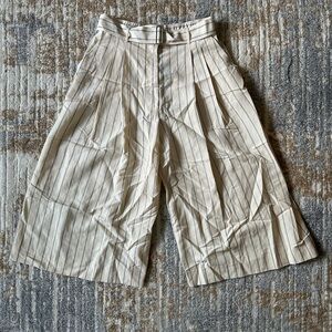 Club Monaco Cream and Blue Striped A-Line Culottes